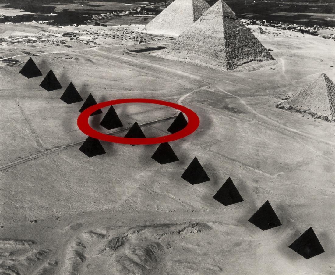 δ Derek Boshier (b.1937) King Edward VII Ave;: δ Derek Boshier (b.1937)King Edward VII Ave; Pyramids at GezehTwo multiples, 1971, both signed, titled, dated and numbered from the edition of 65 in blue pencil verso, each 460 x 600mm (18 x 23 5