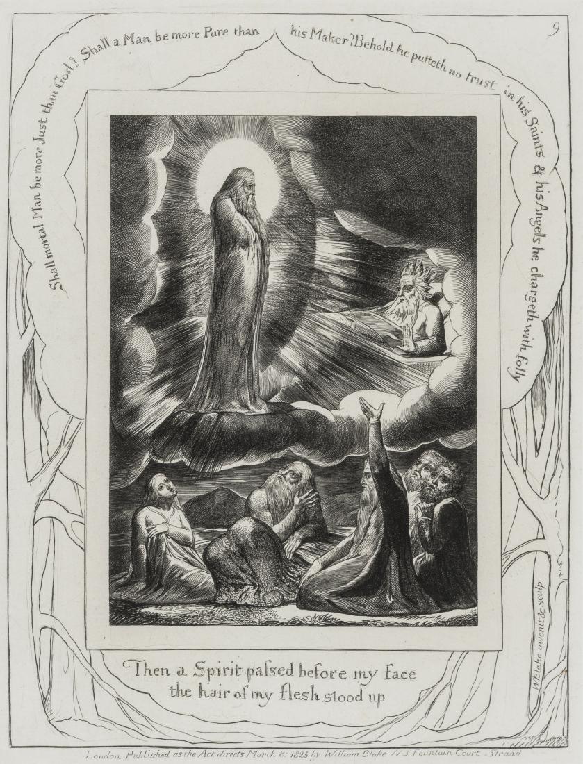 William Blake (1757-1827) "Then a Spirit passed before: William Blake (1757-1827) "Then a Spirit passed before my face, the hair of my flesh stood up", Plate 9, The Vision of Eliphaz, from Illustrations of the Book of Job, engraving, originally published b