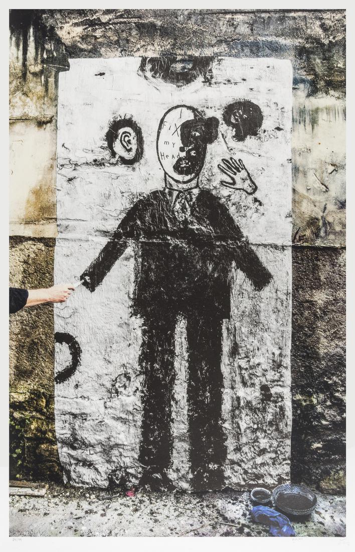 δ JR (b.1983) and David Lynch (b.1946) I Fix My: δ JR (b.1983) and David Lynch (b.1946)I Fix My Head IILithograph printed in colours, 2014 signed by the artists, dated by JR, numbered from the edition of 99 in pencil, on wove paper, printed by