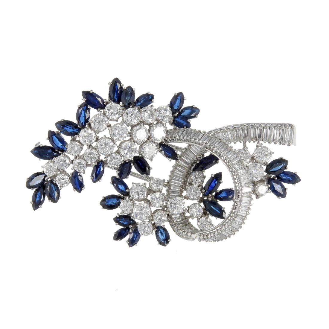 A sapphire and diamond spray brooch (1 of 2)
