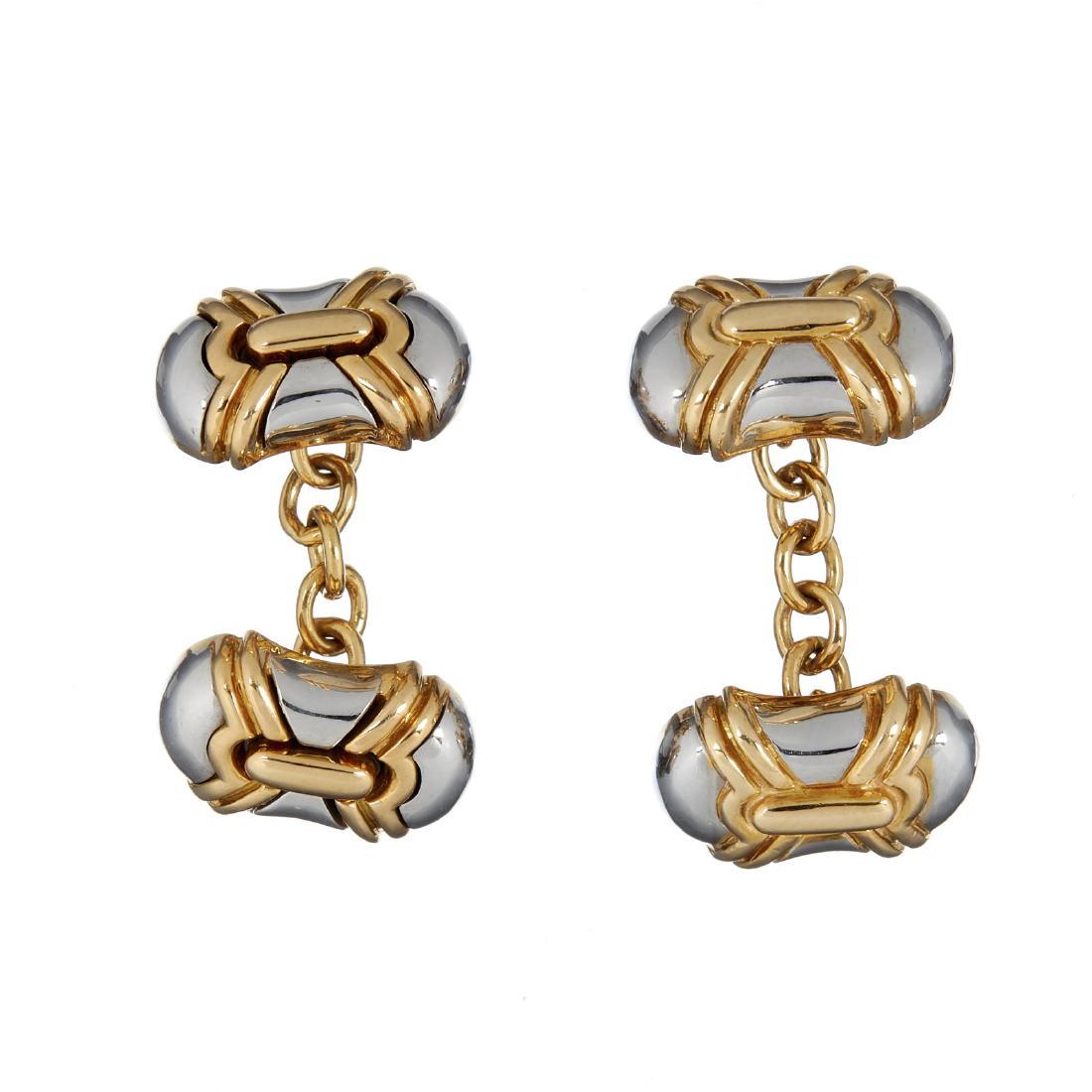 A pair of two colour cufflinks by Bulgari (1 of 2)