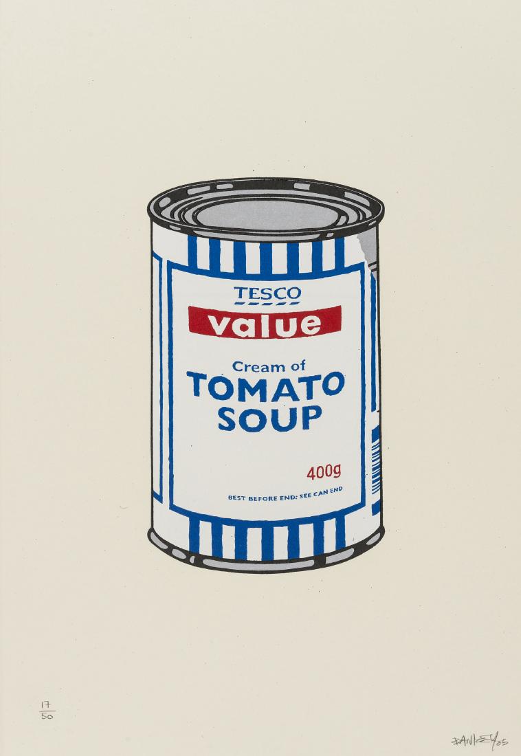 Banksy (b.1974) Soup Can: Banksy (b.1974)Soup Can (Original)Screenprint in colours, 2005, signed, dated and numbered from the edition of 50 in pencil, on wove paper, printed and published by Pictures on Walls, London, with the