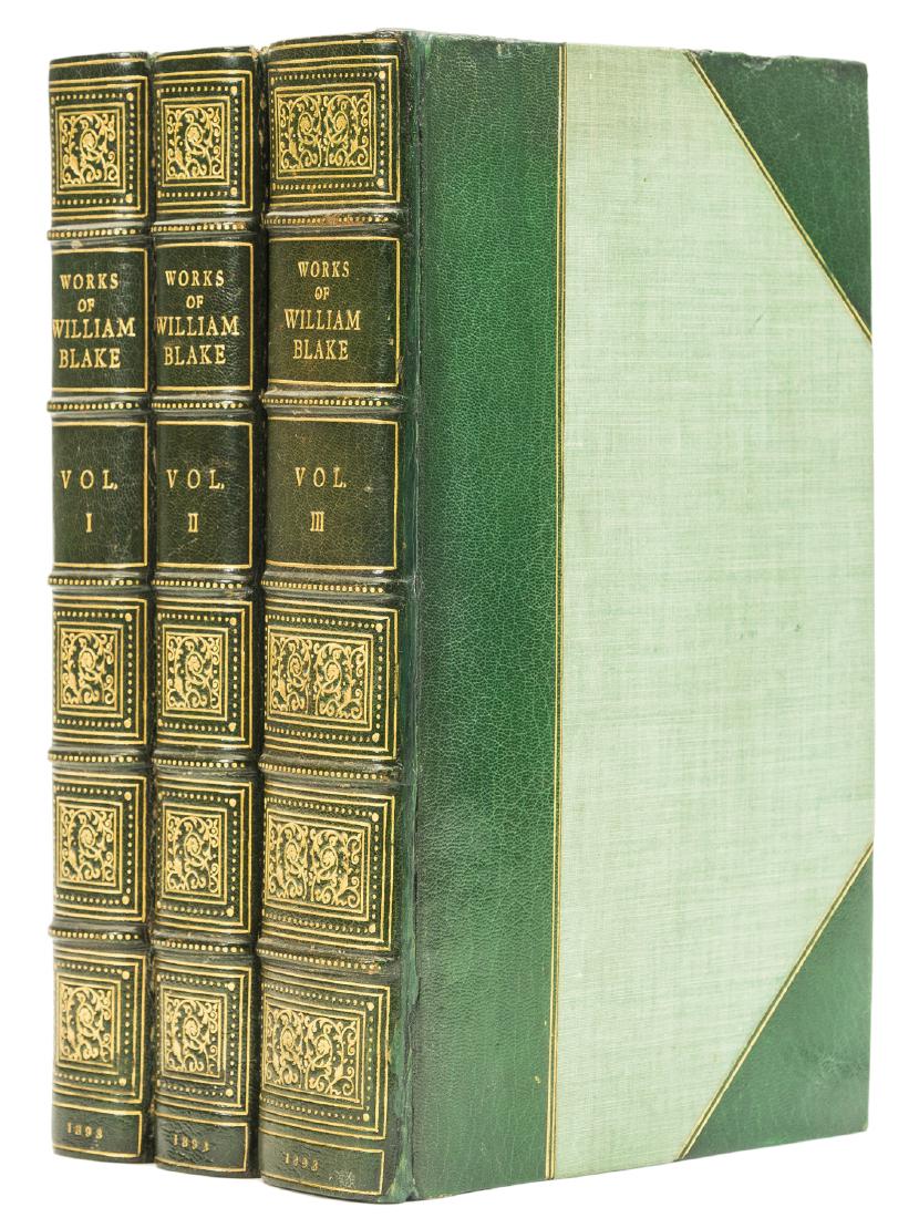Blake (William) The Works of William Blake, 3 vol.,: Blake (William) The Works of William Blake..., edited by Edwin John Ellis and William Butler Yeats, 3 vol., frontispieces, numerous illustrations and lithographed facsimiles, slightly browned, bookpla