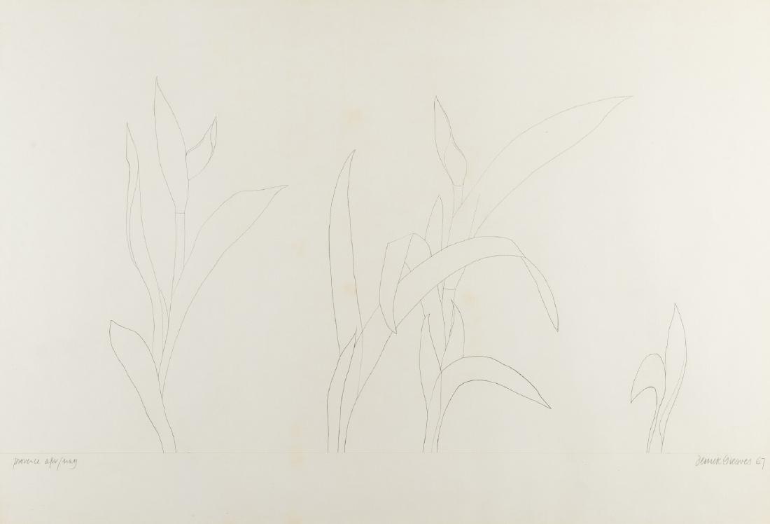 δ Derrick Greaves (b.1927) Provence apr/may: δ Derrick Greaves (b.1927)Provence apr/mayPencil on paper, 1967, signed, dated and titled in pencil, 695 x 1015mm (27 3/8 x 40in) (framed)δ This lot is sold subject to Artists Resale Rights,