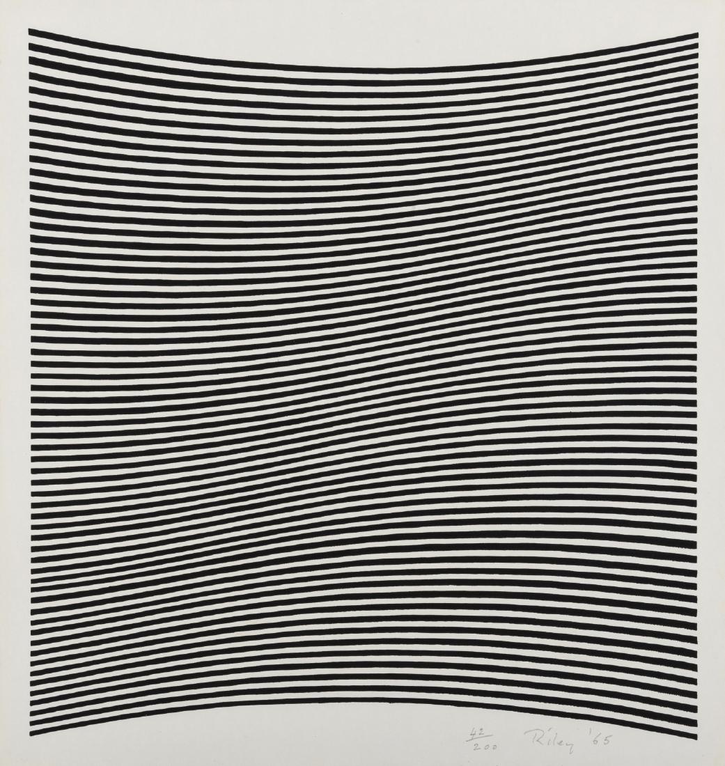 δ Bridget Riley (b.1931) Untitled (La Lune en: δ Bridget Riley (b.1931)Untitled (La Lune en Rodage- Carlo Belloli) (Schubert 6)Screenprint in black, 1965, signed, dated and numbered from the edition of 200 in pencil, on wove paper, printed by