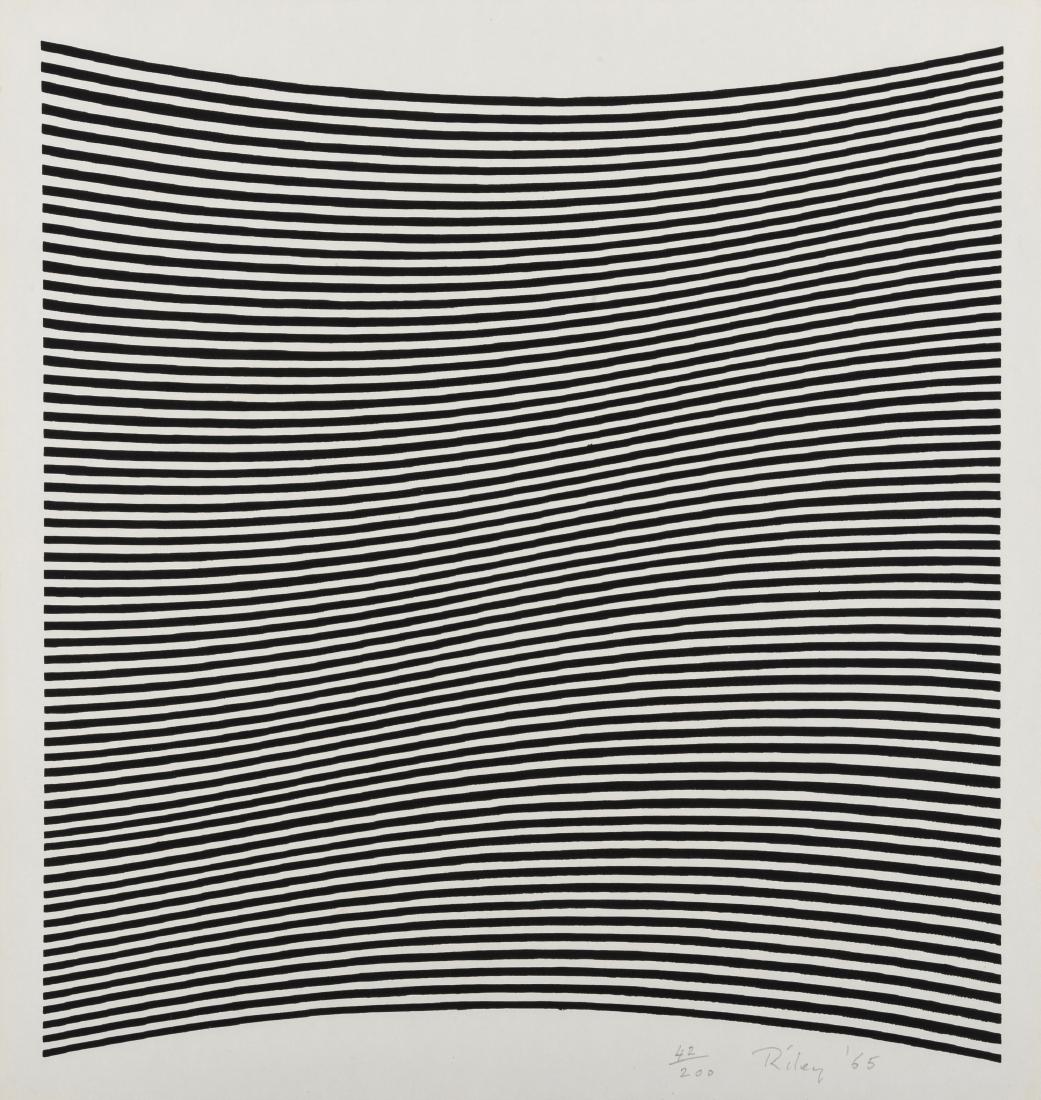 δ Bridget Riley (b.1931) Untitled (La Lune en: δ Bridget Riley (b.1931)Untitled (La Lune en Rodage- Carlo Belloli) (Schubert 6)Screenprint in black, 1965, signed, dated and numbered from the edition of 200 in pencil, on wove paper, printed by