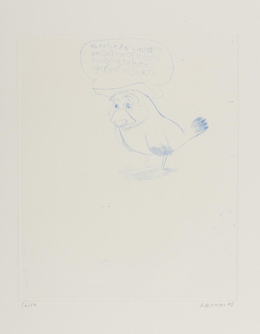 δ Daniel Richter (b.1962) Little Doggy: δ Daniel Richter (b.1962)Little DoggyEtching printed in blue, 1995, signed and numbered from the edition of 50 in pencil, on Zerkall Butten wove paper, published by the Contemporary Fine Arts, Be