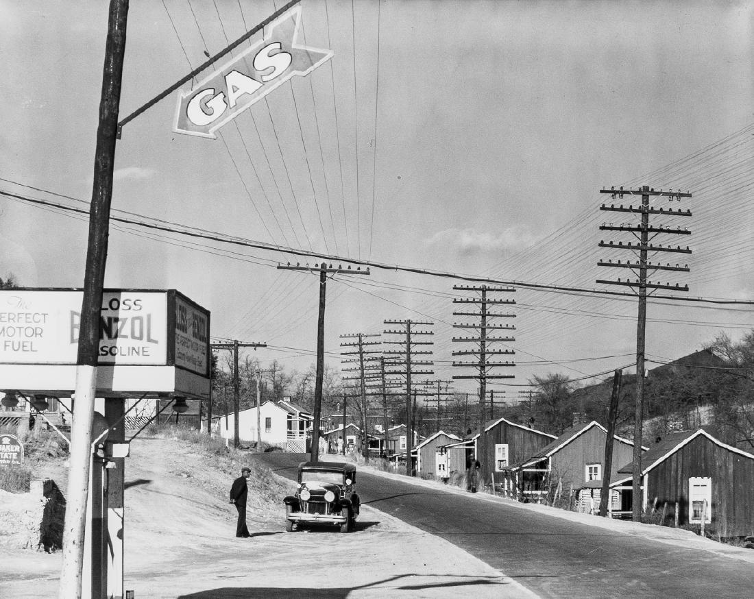 Walker Evans (1903-1975) Roadside Gas Station and: Walker Evans (1903-1975) Roadside Gas Station and Miners' Houses, Lewisburg, Alabama, 1935Digital print from the original negative printed by the Library of Congress, printed later,19 x 24cm (7 1/2 x