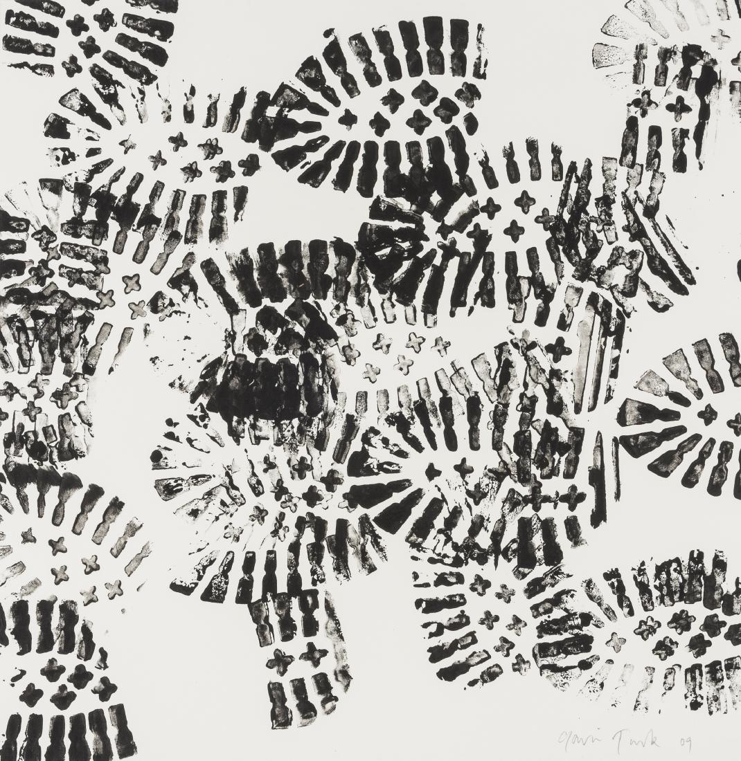 δ Gavin Turk (b.1967) Boot print: δ Gavin Turk (b.1967)Boot printMonoprint, 2009, signed and dated in pencil, from an edition of 200, printed and published by the artist, 500 x 500mm (19 5/8 x 19 5/8in) (unframed)δ This lot