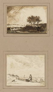 English School (19th century) A collection of 12: NO RESERVE English School (19th century) A collection of 12 drawings after Old Masters, including Rembrandt's 'The Three Trees' and studies after Wouwerman, Adriaen van de Velde and others, pen and br