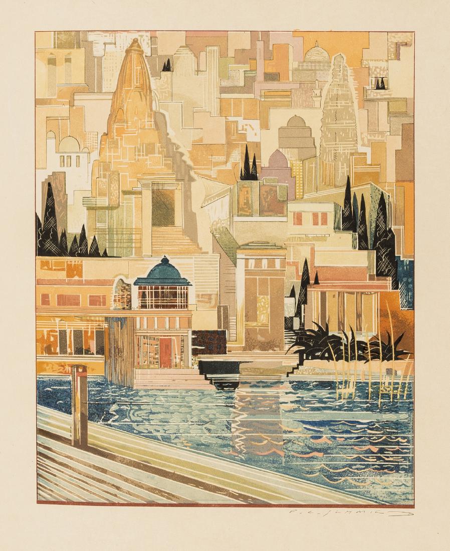 Schmied (François-Louis).- Kipling (Rudyard) Kim,: Schmied (François-Louis).- Kipling (Rudyard) Kim, translated by L.Fabulet and Ch.Fountaine-Walker, 2 vol., number 32 of 30 copies signed by the publishers and with 2 additional suites of plates a