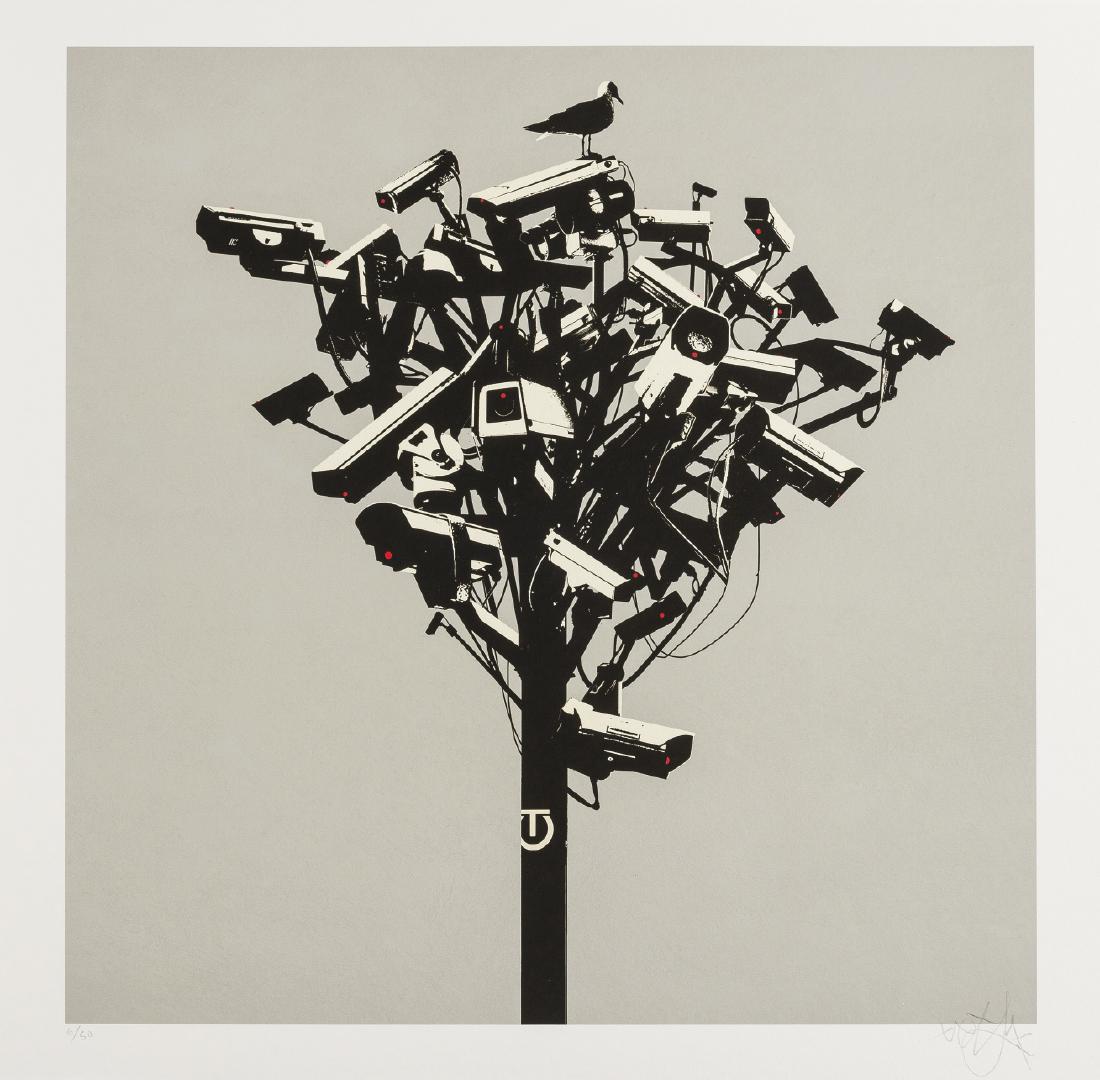 Tes One Talking Tree: NO RESERVE Tes One Talking Tree Digital pigment print with stencil overlay in colours, 2013, signed and numbered from the edition of 50 in pencil, on wove paper, the full sheet, 459 x 459mm (18 x 18in