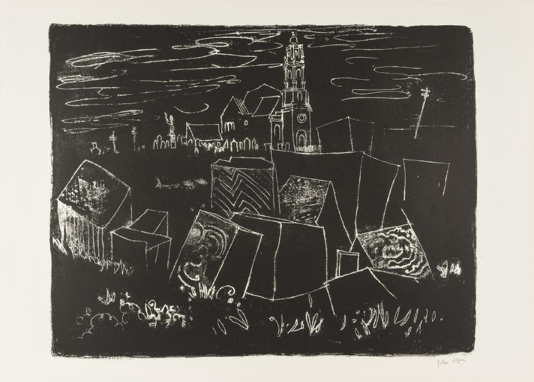 δ John Piper (1903-1992) Easton, Portland,: δ John Piper (1903-1992)Easton, Portland, Dorset: St George Reforne, an 18th-century church among the quarries (Levinson 137)Lithograph printed in colours, 1964, signed in pencil, a printer's pro