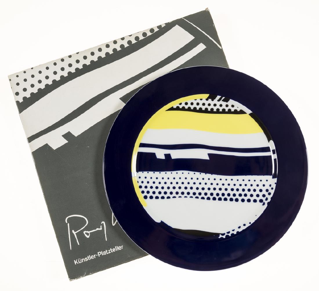 Roy Lichtenstein (1923-1997) Untitled: Roy Lichtenstein (1923-1997)UntitledThe ceramic plate multiple in colours with glazing, circa 1990, stamped with the artist's signature verso and numbered from the edition of 3000, published by Rosent