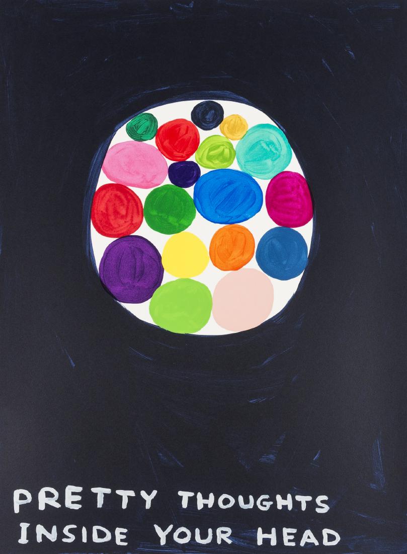 δ David Shrigley (b.1968) Pretty Thoughts Inside: δ David Shrigley (b.1968)Pretty Thoughts Inside Your HeadScreenprint in colours, 2018, signed, dated and numbered from the edition of 125 in pencil, on wove paper, published by Counter Editions,