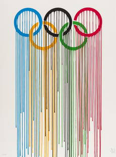 δ ZEVS (b.1977) Liquidated Olympic Rings: δ ZEVS (b.1977) Liquidated Olympic Rings Screenprint in colours, 2012, signed and numbered from the edition of 50 in pencil, on Arches 88 wove paper, the full sheet printed to the edges, 700 x