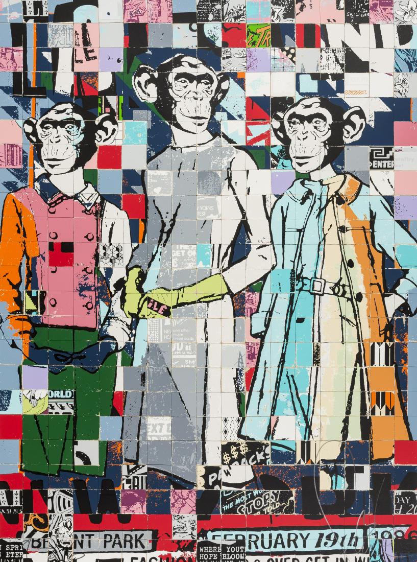Faile (b.1975 & 1976) Fashion Chimps NYC: Faile (b.1975 & 1976)Fashion Chimps NYCScreenprint in colours, 2011, signed and inscribed in pencil, stamp dated and numbered from the edition of 300 verso in red ink, on Coventry Rag paper, with full