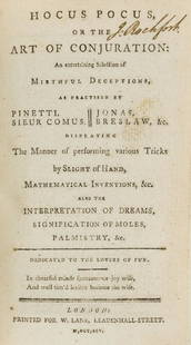 Conjuring.- Hocus Pocus, or the Art of Conjuration...,: Conjuring.- Hocus Pocus, or the Art of Conjuration..., half-title, ?lacking engraved plate, contemporary ink signature to title, half-title, title & final leaf slightly short at fore-edge, small