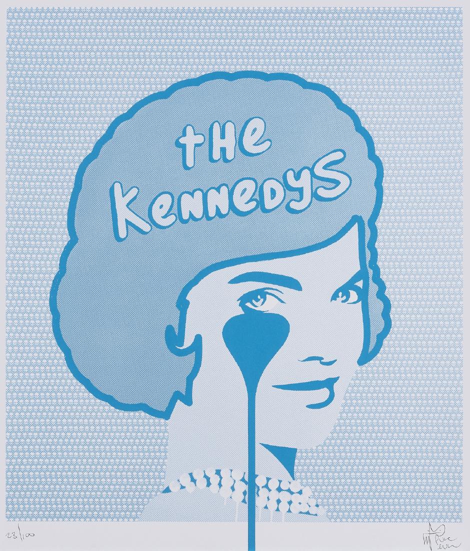 δ Pure Evil (b.1968) The Kennedys: δ Pure Evil (b.1968)The KennedysScreenprint in blue, 2018, signed and numbered from the edition of 100 in pencil, on wove paper, the full sheet, 535 x 460mm (21 x 18in) (unframed)δ This lot