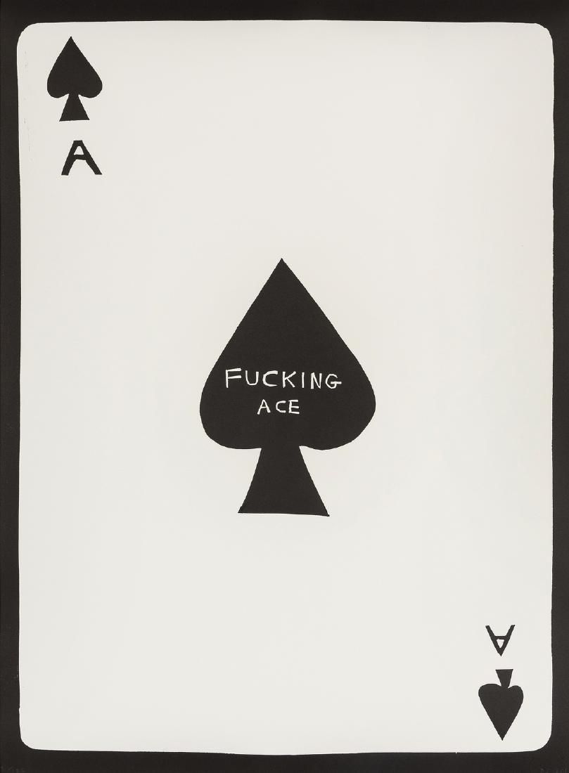 δ David Shrigley (b.1968) Fucking Ace: NO RESERVE δ David Shrigley (b.1968)Fucking AceLinocut, 2018, signed, dated and numbered from the edition of 125 in pencil, printed and published by Schaefer Graphics, Copenhagen, the full sheet