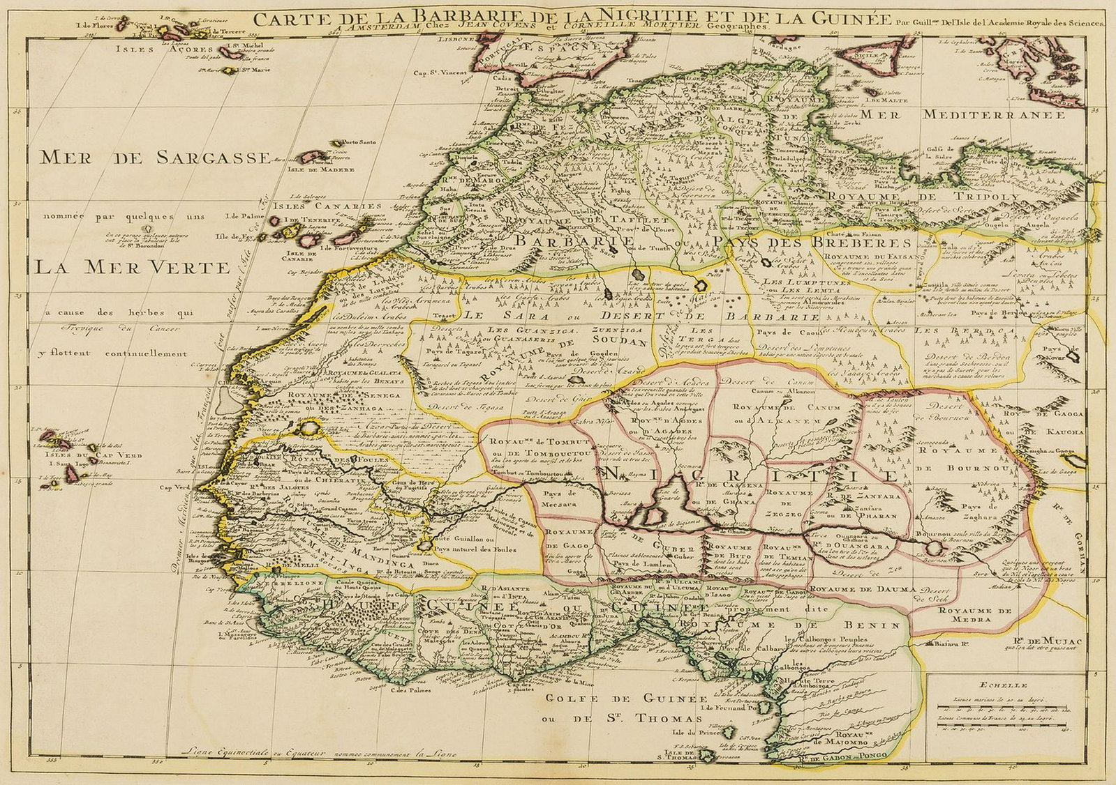 Africa.- De L'Isle (Guillaume) Carte de la Barbarie de: Africa.- De L'Isle (Guillaume) Carte de la Barbarie de la Nigritie et de la Guinée, map of western Africa from Barbary, Nigeria, and Guinea to below the equator, with numerous tent encampments de
