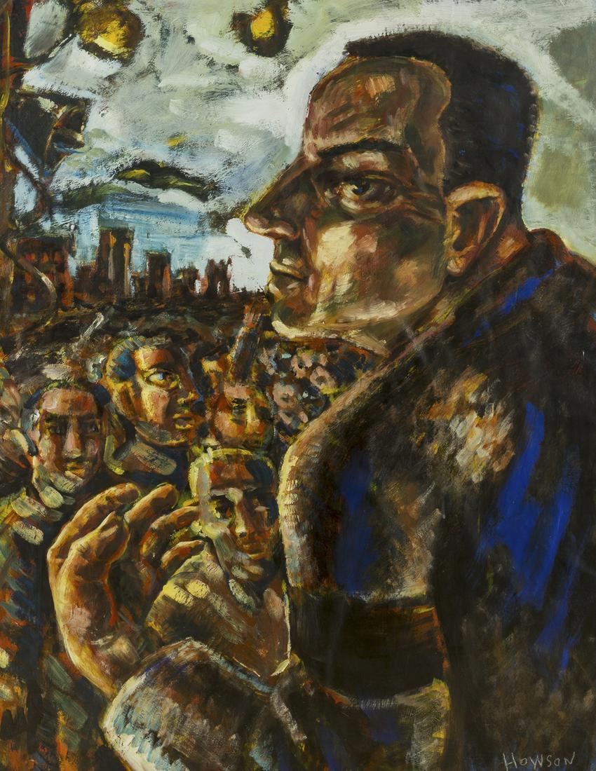 δ Peter Howson (b.1958) The Unionist: δ Peter Howson (b.1958)The UnionistOil on paper, signed at lower right, 106 x 82cm (41 3/4 x 32 1/4in) (framed)Provenance: with The Scottish Gallery, from the Artist & Private Collection, stock n