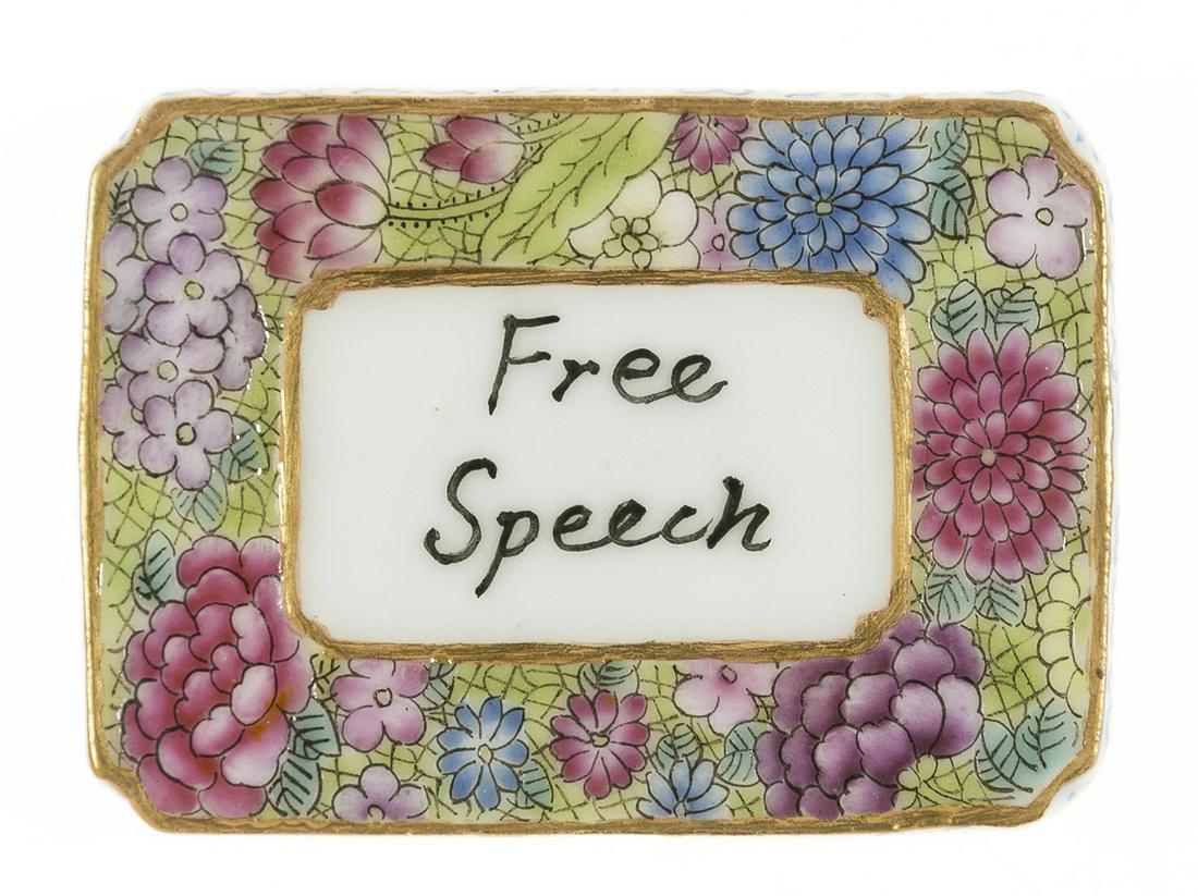 Ai Weiwei (b.1957) Free Speech: Ai Weiwei (b.1957)Free SpeechHand painted porcelain, 2014, signed and numbered from the edition of 60 on the accompanying certificate of authenticity issued by the publisher, published by the Vancouve