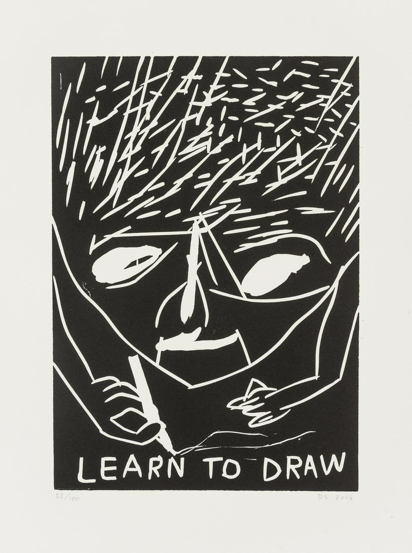 δ David Shrigley (b.1968) Learn to Draw: δ David Shrigley (b.1968)Learn to Draw Linocut, 2014, initialled, dated and numbered from the edition of 100 in pencil, on wove paper, with full margins, sheet 387 x 288mm (15 1/4 x 11 2/5in) (un