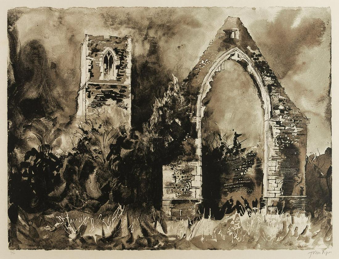 δ John Piper (1903-1992) Babingley - Sepia: δ John Piper (1903-1992)Babingley - Sepia Variation (Levinson 371)Screenprint in sepia, 1984, signed and numbered from the edition of 50 in pencil, on BFK Rives wove paper, printed at Kelpra Stud