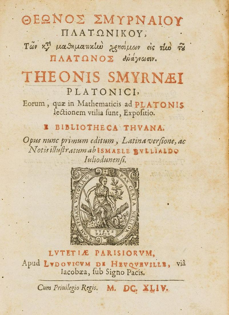 Theon Of Smyrna. In Mathematicis Ad Platonis Lectionem