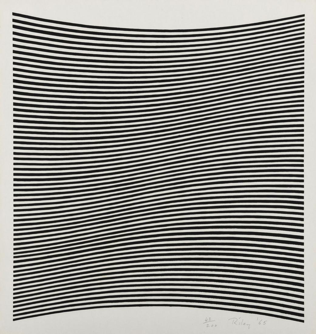 δ Bridget Riley (b.1931) Untitled (La Lune en: δ Bridget Riley (b.1931)Untitled (La Lune en Rodage- Carlo Belloli) (Schubert 6)Screenprint in black, 1965, signed, dated and numbered from the edition of 200 in pencil, on wove paper, printed by