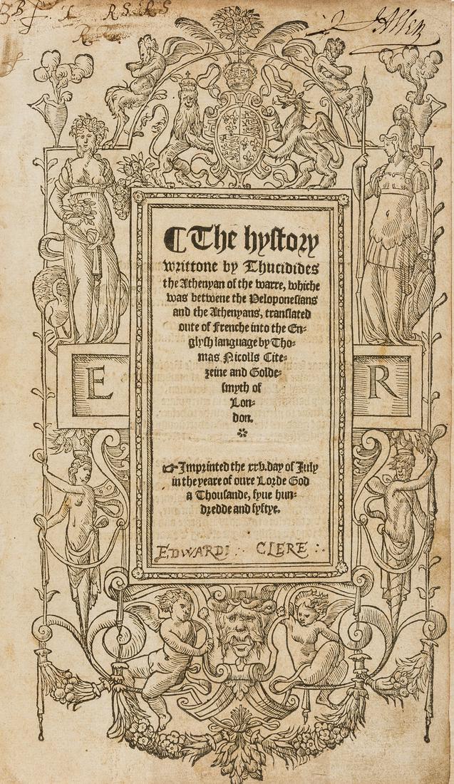 Thucydides. The hystory, writtone by Thucidides the (1 of 1)
