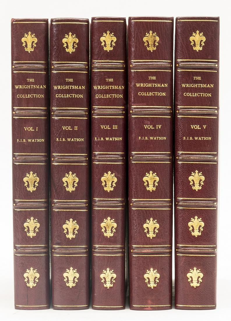 Decorative Arts.- Watson (F.J.B.) & others. The: Decorative Arts.- Watson (F.J.B.) & others. The Wrightsman Collection, 5 vol. [a complete set], colour plates, illustrations, bound in half crimson morocco, by Sangorski & Sutcliffe, spines gilt, t.e.