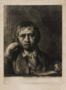 James Barry (1741-1806) Self-portrait of the artist: James Barry (1741-1806)Self-portrait of the artistMezzotint, circa 1756-1810, an excellent heavily inked impression on fibrous wove paper without watermark, platemark 350 x 255 mm (14 x 9 3/4 in), she
