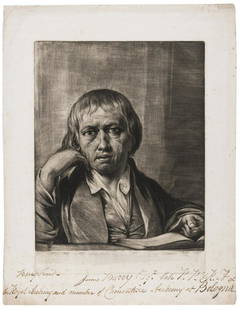 James Barry (1741-1806) Self-portrait of the artist: James Barry (1741-1806)Self-portrait of the artistMezzotint, circa 1756-1810, a well inked and clear impression on cream wove paper without watermark, with extensive ink inscription within margin belo
