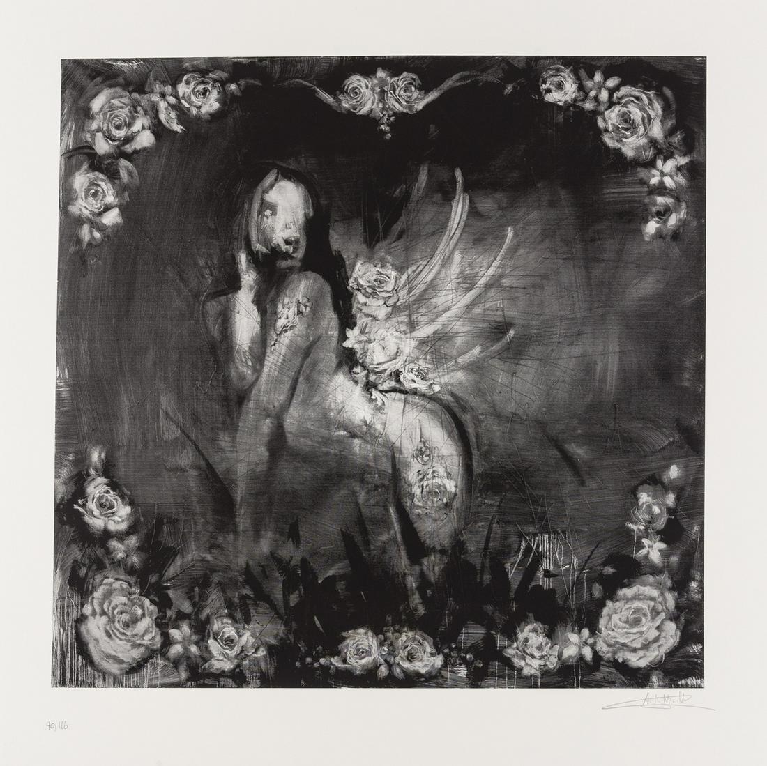 δ Antony Micallef (b.1975) Black Siren: δ Antony Micallef (b.1975)Black SirenScreenprint in colours, 2010, signed and numbered from the edition of 116 in pencil, on wove paper, 770 x 765mm (30 1/4 x 30in) (unframed)δ This lot is s