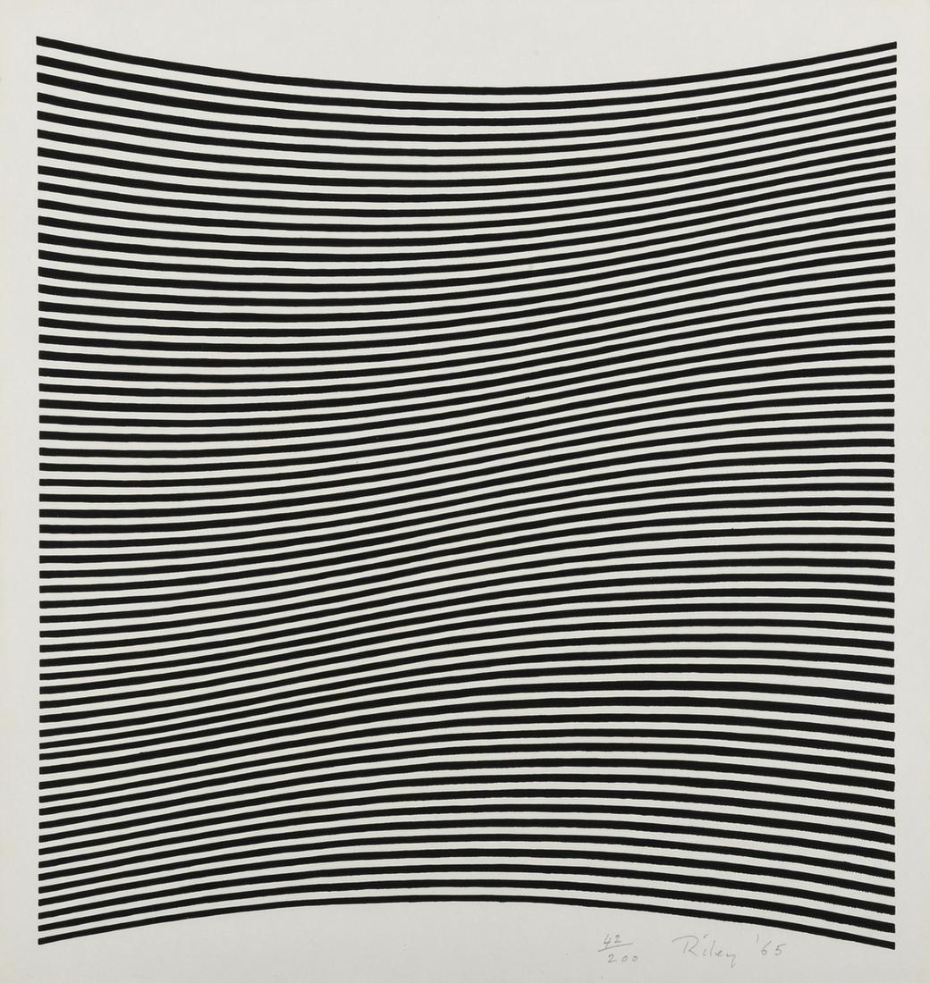 δ Bridget Riley (b.1931) Untitled (La Lune en: δ Bridget Riley (b.1931)Untitled (La Lune en Rodage - Carlo Belloli) (Schubert 6)Screenprint, 1965, signed, dated and numbered from the edition of 200 in pencil, printed at Kelpra Studio, London,