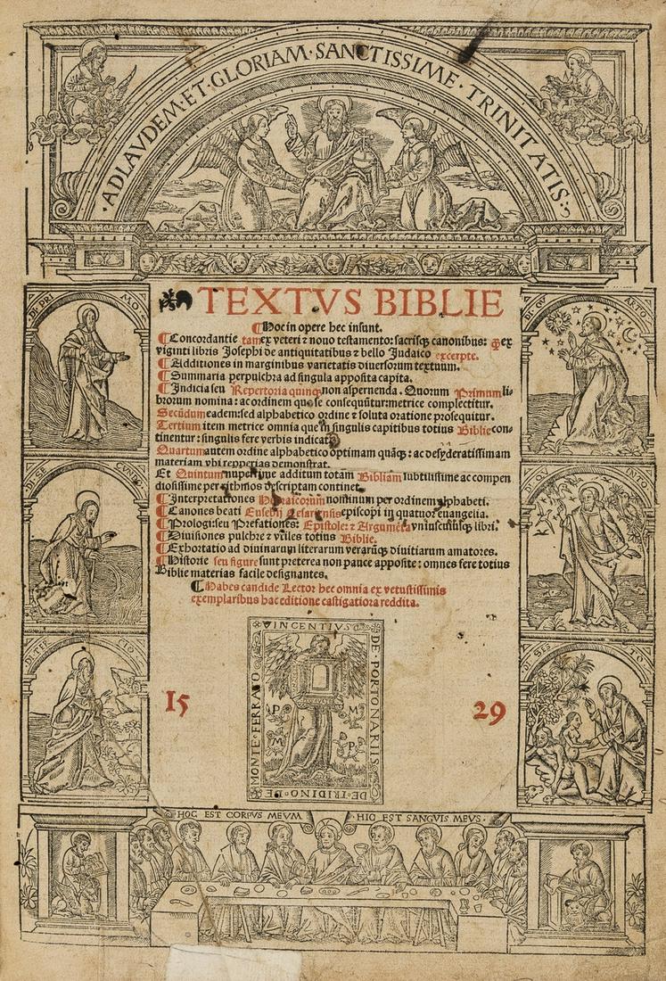 Bible, Latin.- Textus Biblie, [Lyon], [Jean Crespin], (1 of 3)