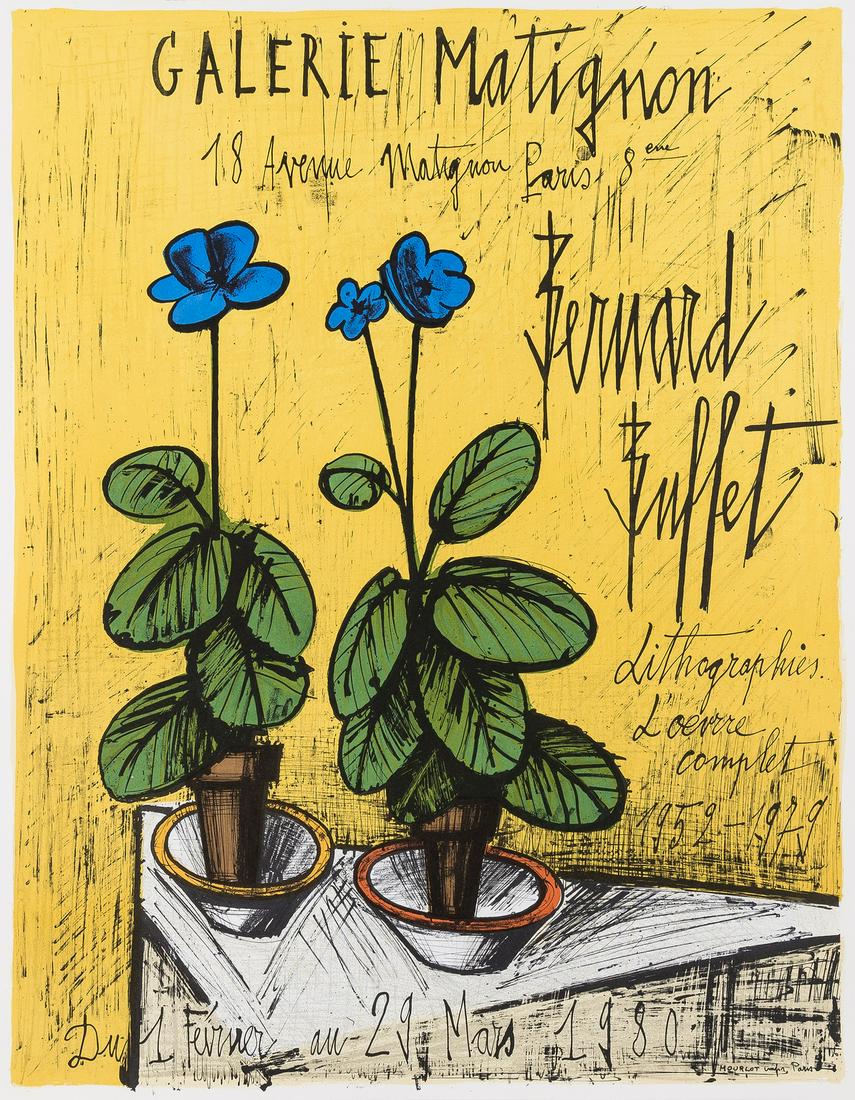 δ Bernard Buffet (1928-1999) Galerie Matignon.: δ Bernard Buffet (1928-1999)Galerie Matignon. Lithograpies L'Oeuvre Complet 1959-1979Lithograph printed in colours, 1979, printed by Mourlot, published by Galerie Matignon, Paris, on wove paper,