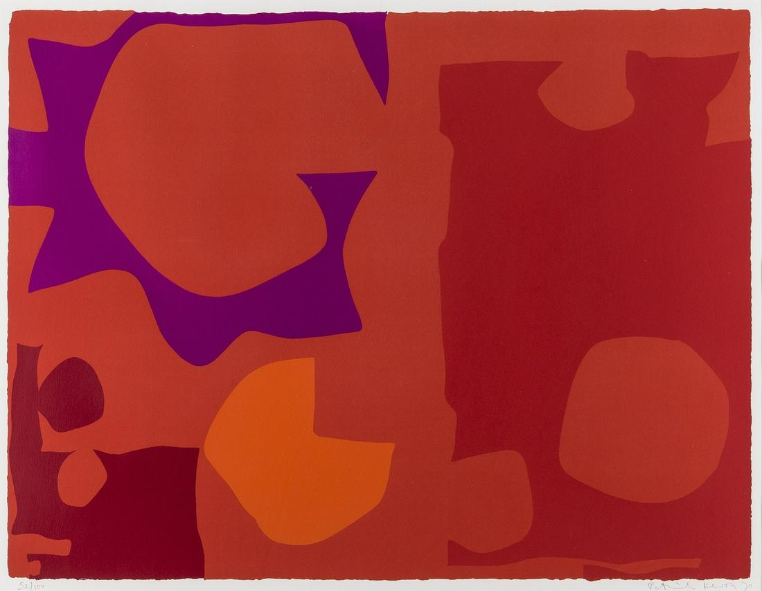 δ Patrick Heron (1920-1999) Six in Vermilion with: δ Patrick Heron (1920-1999)Six in Vermilion with Red in RedScreenprint in colours, 1970, signed, dated and numbered from the edition of 100 in pencil, on wove paper, with margins, image 610 x 800