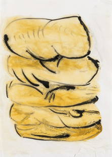 δ Phyllida Barlow (b.1944) Untitled: δ Phyllida Barlow (b.1944)UntitledMixed media on paper, 1996-97, signed and dated in pencil verso, sheet 297 x 421mm., (11 2/3 x 16 1/2in) (unframed)δ This lot is sold subject to Artists Res