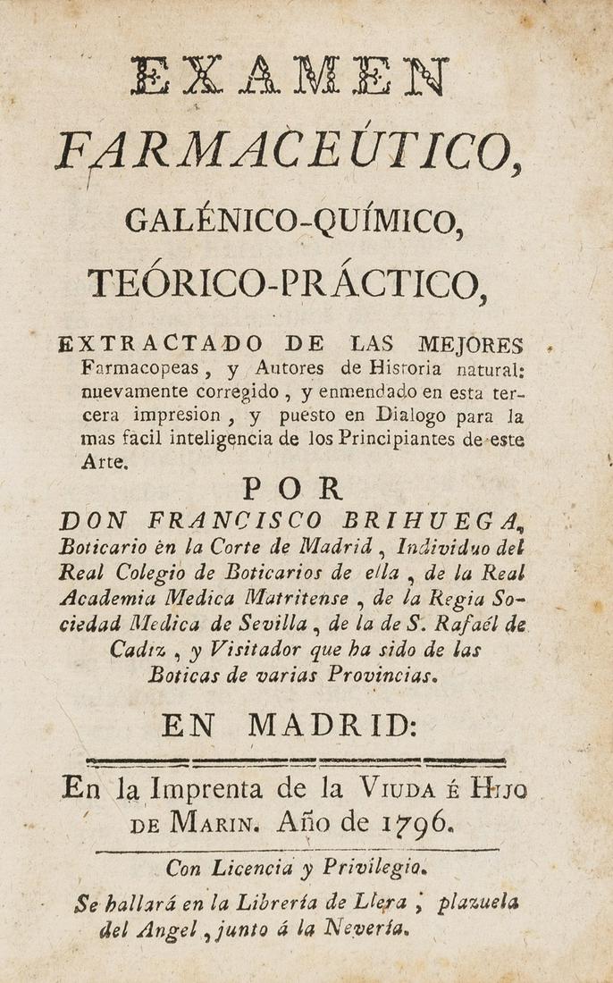 Pharmacopoeia.- Brihuega (Francisco) Examen (1 of 1)