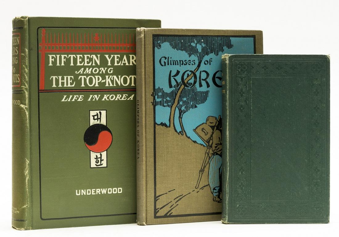 Korea.- Underwood (L. H.) Fifteen Years among the: Korea.- Underwood (L. H.) Fifteen Years among the Top-Knots or Life in Korea, first edition, frontispiece, plates, publisher's advertisements at end, original decorative cloth, slight bumping to corne