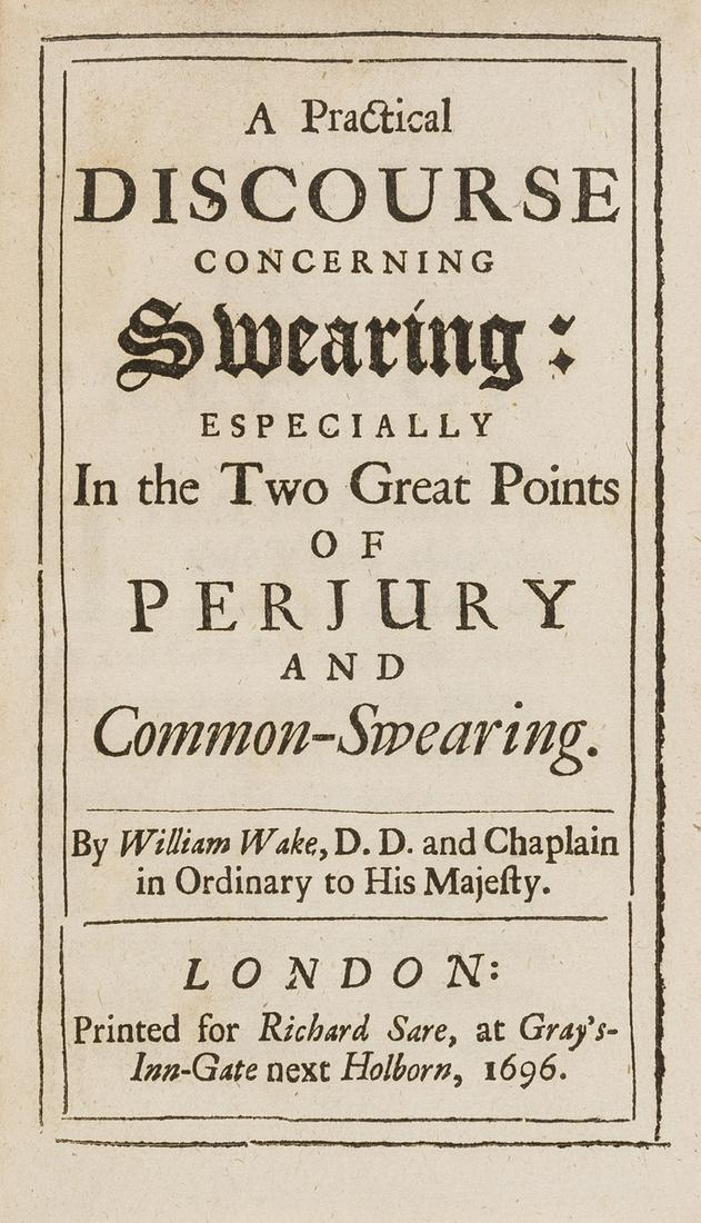 Law.- Swearing of oaths.- Wake (William) A practical (1 of 1)