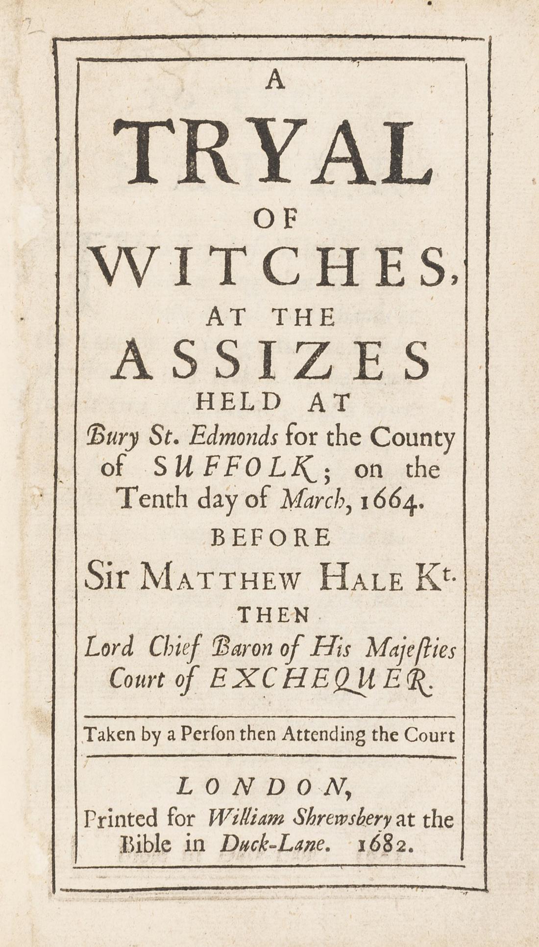 Witchcraft.- Tryal of Witches (A), first edition, 1682. (1 of 1)