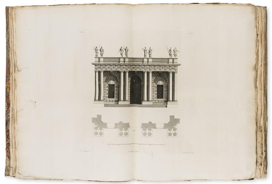 Jones (Inigo) The Designs...consisting of Plans and: Jones (Inigo) The Designs...consisting of Plans and Elevations for Publick and Private Buildings. Published by William Kent, with some Additional Designs, 2 vol. in 1, first edition, lacking half-titl