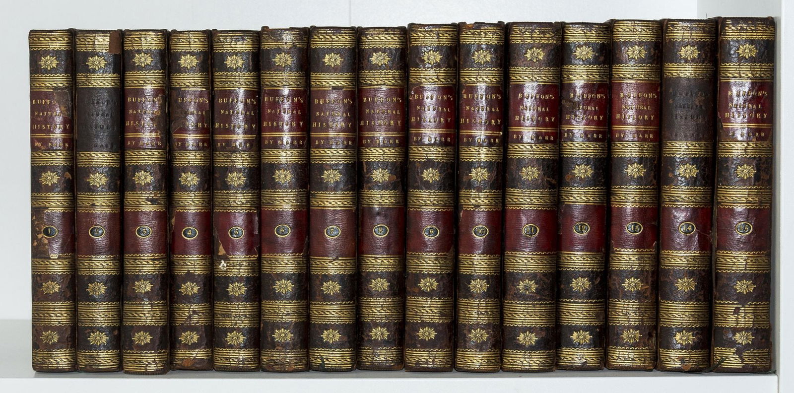 Buffon (G.L.M.L., Comte de) Natural History..., 15: NO RESERVE Buffon (G.L.M.L., Comte de) Natural History..., 15 vol., translated by James Smith Barr, engraved plates, some foxing and offsetting, contemporary mottled calf, spines lightly rubbed, some