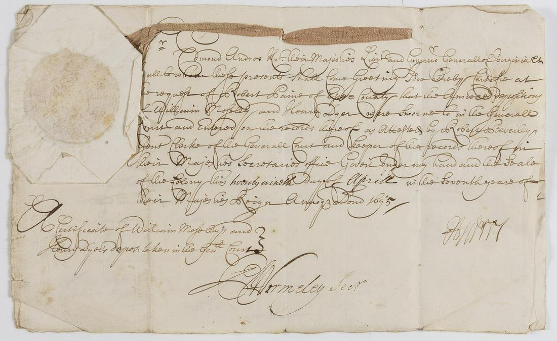 America.- Colony of Virginia.- Andros (Sir Edmund, (1 of 1)