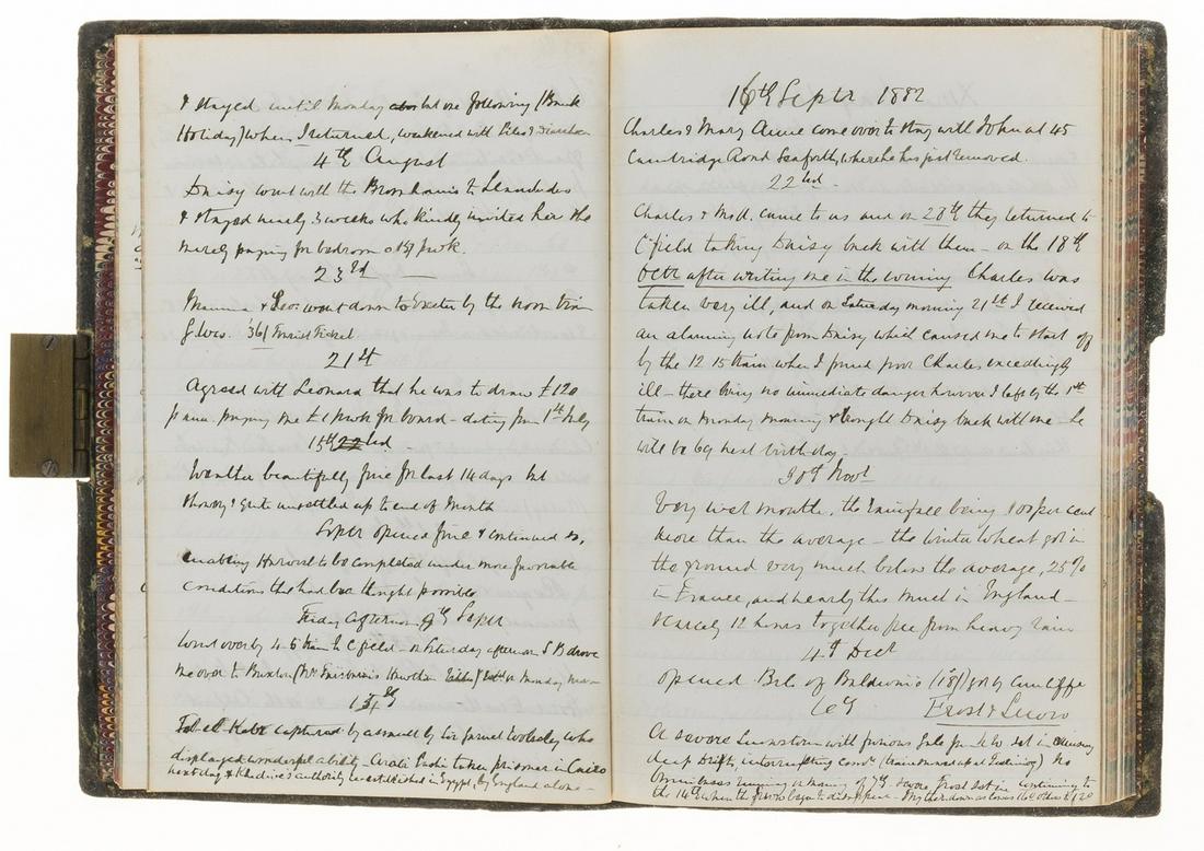 Birkenhead Corn Merchant.- [Ireland] (George Hooton,: Birkenhead Corn Merchant.- [Ireland] (George Hooton, Corn Merchant, of 14 Eaton Road, Birkenhead, son of John Ireland, clergyman, fl. 1861-1907) [Diary], autograph manuscript, 233pp. excluding blanks,