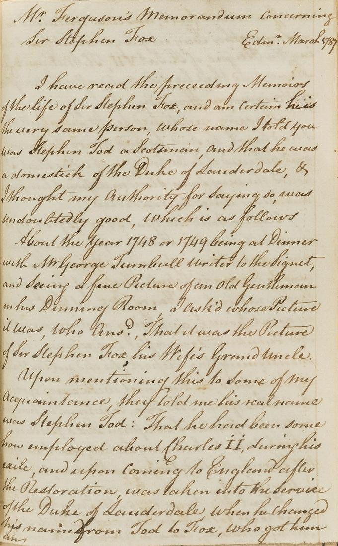 Pittis (William) Memoirs of the life of Sir Stephen: NO RESERVE [Pittis (William)] Memoirs of the life of Sir Stephen Fox, Kt. from his first entrance upon the stage of action, under the Lord Piercy, till his decease. Wherein are inserted, many Curious